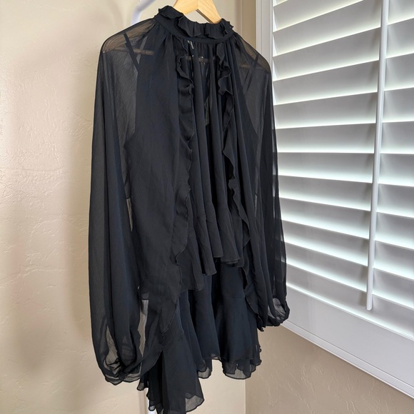 Commense Black Ruffled Layered Mini Dress - Picture 4 of 14